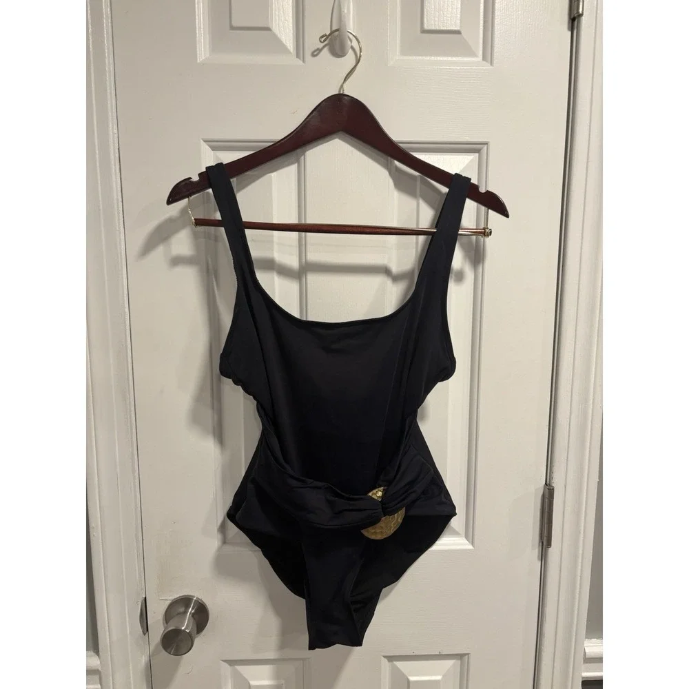 Carmen Marc Valvo Womens One-Piece, Sz 6 Black Swimsuit